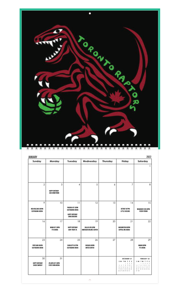 Raptors Calendar 2022